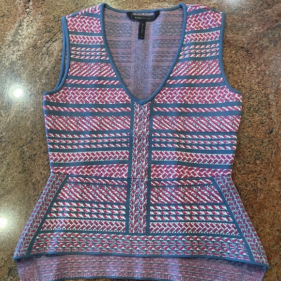 NEW! BCBG Maxazria Alonya Pink Grey Knit Peplum Top Size XS NWOT! - Picture 8 of 10